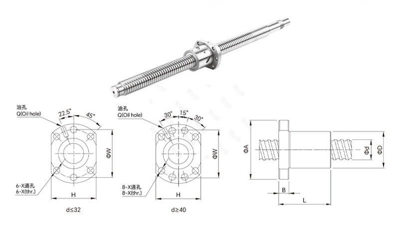SFU series ball screw drawing