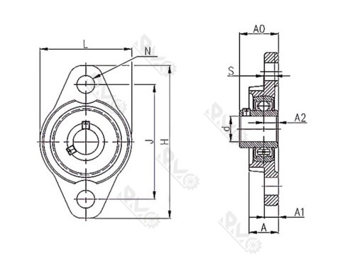KFL Series Zinc Alloy Pillow Block Bearing Drawing