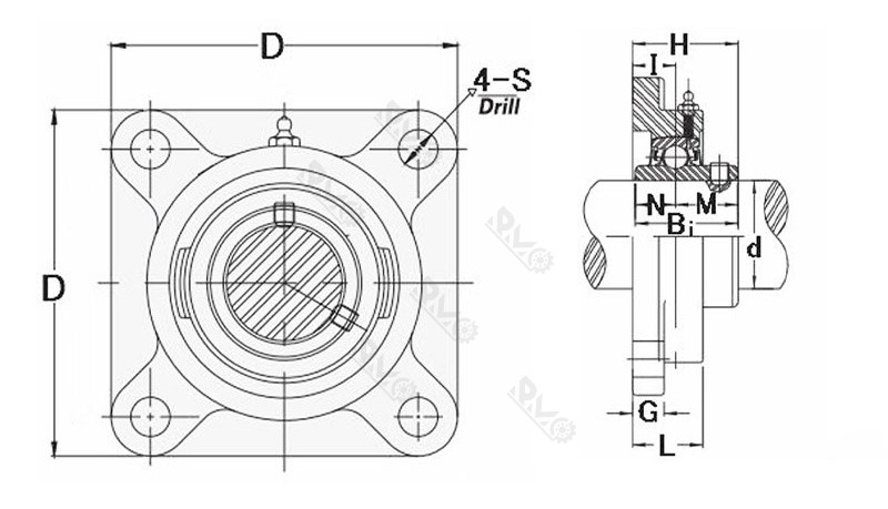 SUCF205-16 Pillow Block Bearing Drawing