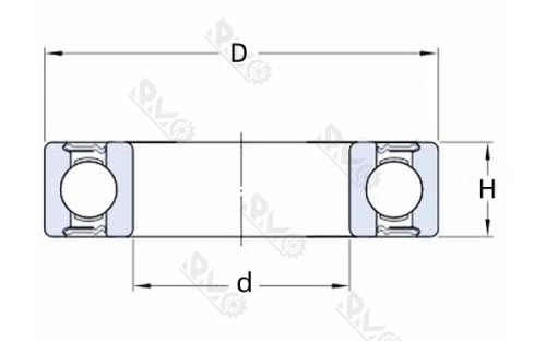 163110 2RS Sealed Ball Bearing Drawing